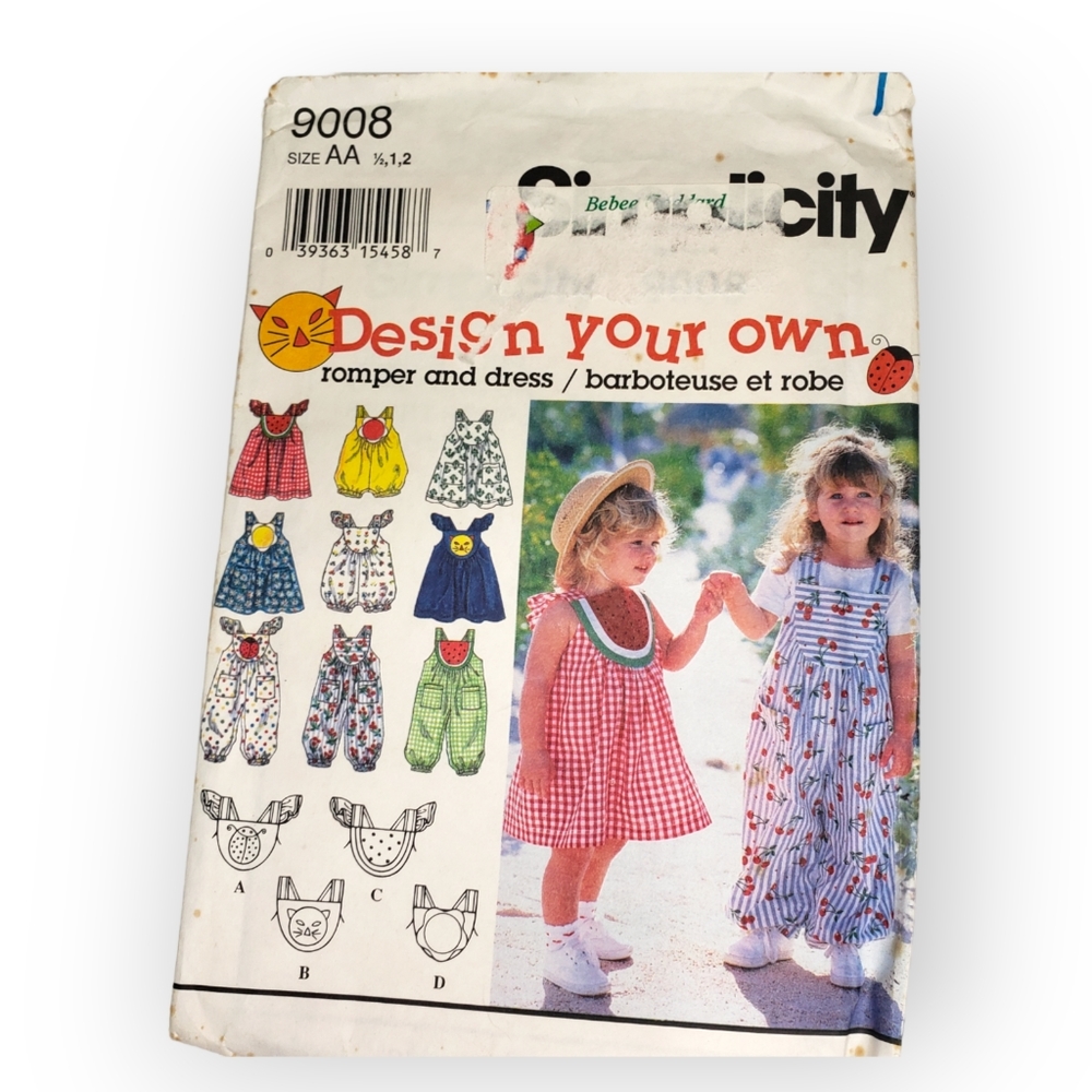 Simplicity Sewing Pattern 9008 Toddler Romper or Dress Vintage